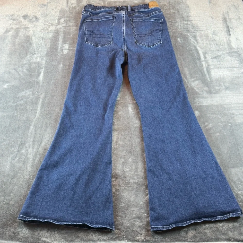 American Eagle Women's Jeans Size 12 Festival Flare Split Hem High Rise Stretch - Picture 2 of 10